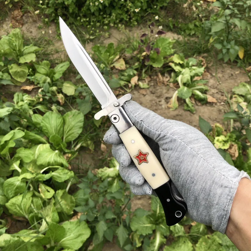 
Russian hot-selling hammerhead and sickle stainless steel folding outdoor camping survival hunting knife 