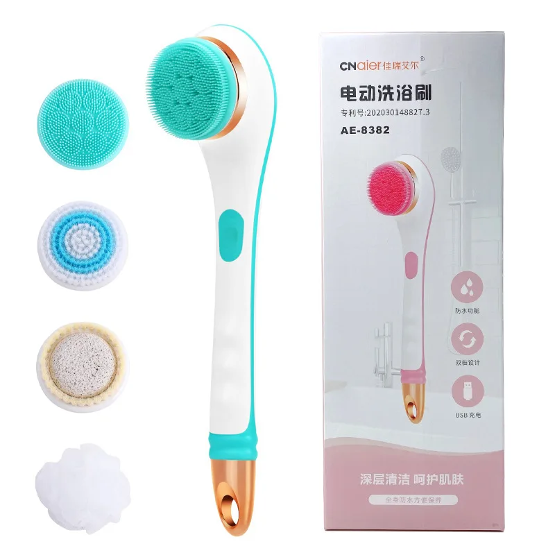 

Hot Selling Electric Bath Brush 4 In 1 Multifunctional Shower Massage Cleansing Brush Long-Handled Back Scrubbing Brush