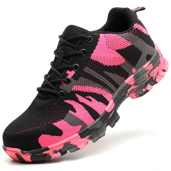 

Camouflage Pink Cheap construction Steel toe safety shoes for women and men
