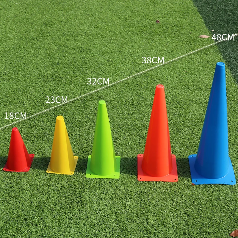 

Factory wholesale PE plastic 18CM logo cone sports equipment football soccer training cones for soccer, Red, orange, yellow, green, blue