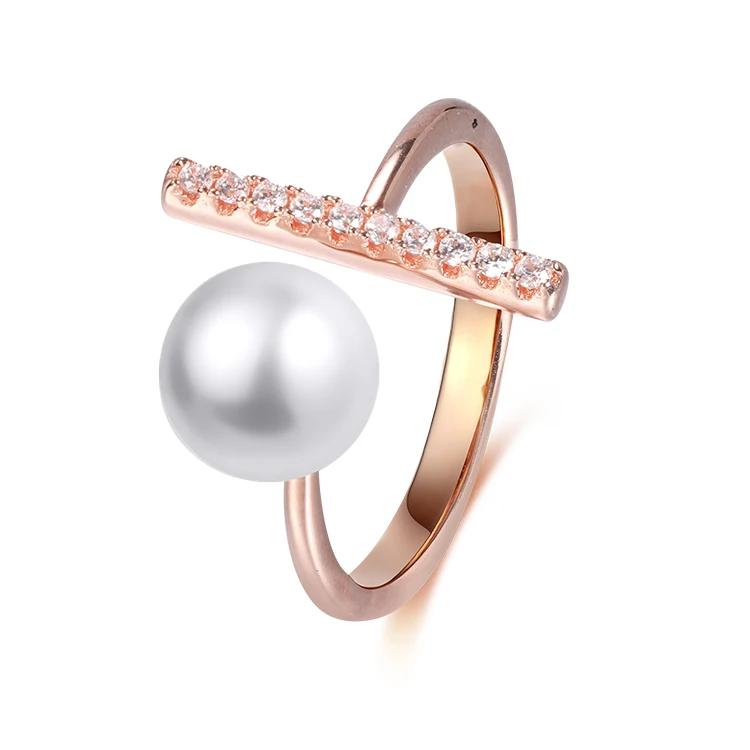 

Wholesale custom gold plated jewelry rings womens engagement opening pearl ring