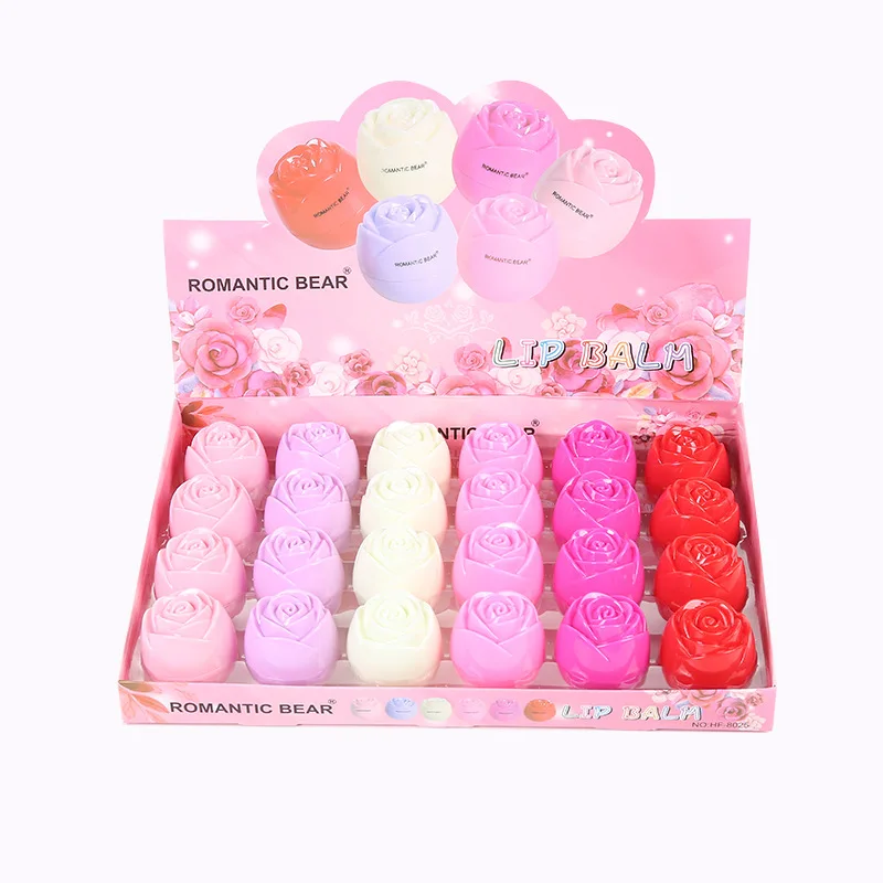 

Six Colors Fruit Flavor Lip Balm Creative Cartoon Rose Shape Lip Balm For Students