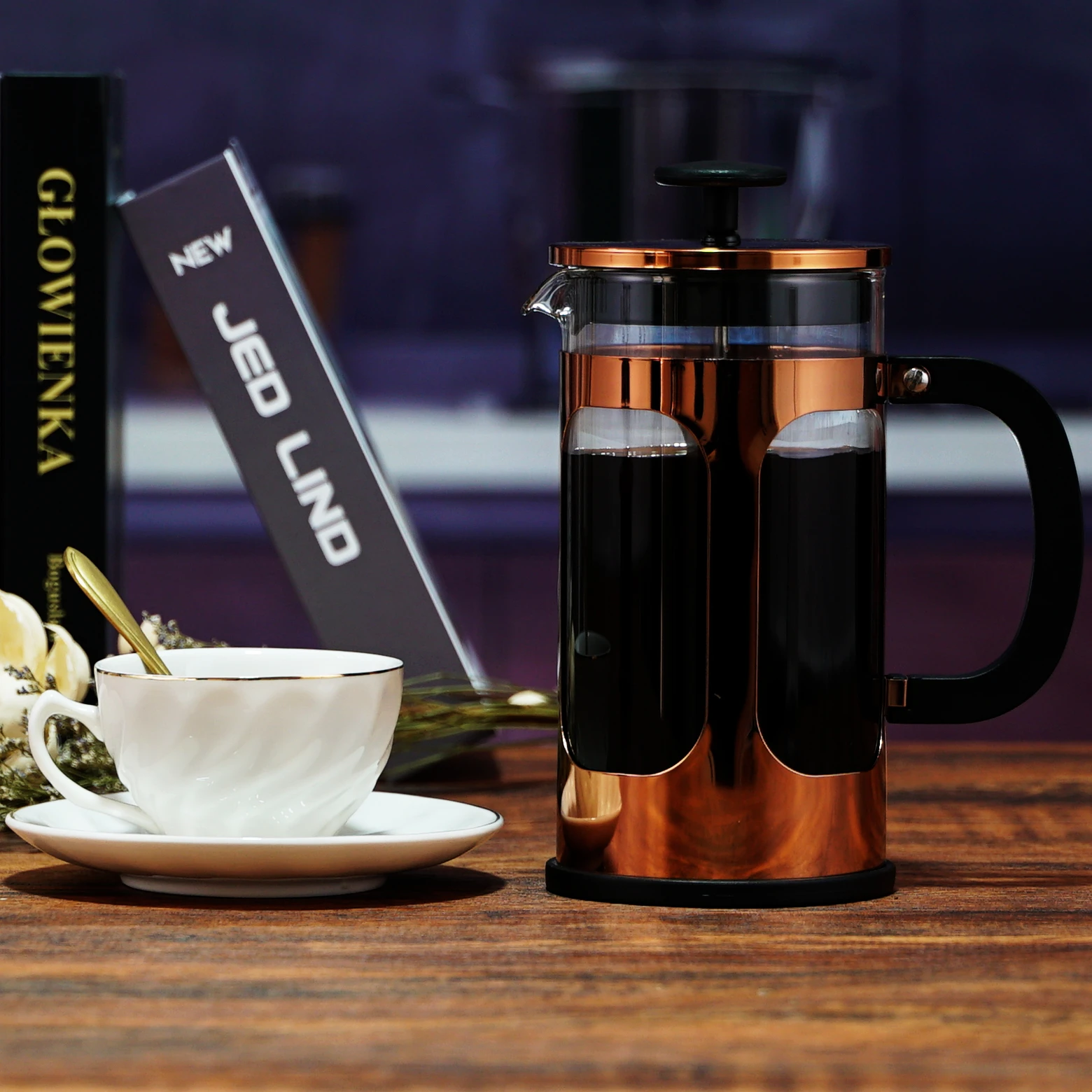 

Food Grade 304 Stainless Steel Rose Gold Morden Luxury Amazon Hot French Press Coffee Percolator French Press Teapot