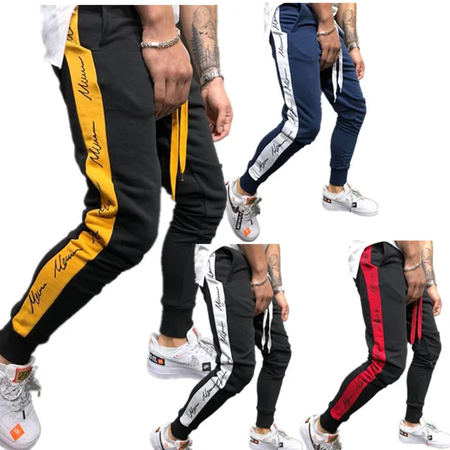 

Thick Striped Letters Sport Trousers Mens Joggers Cargo Sweat Pants