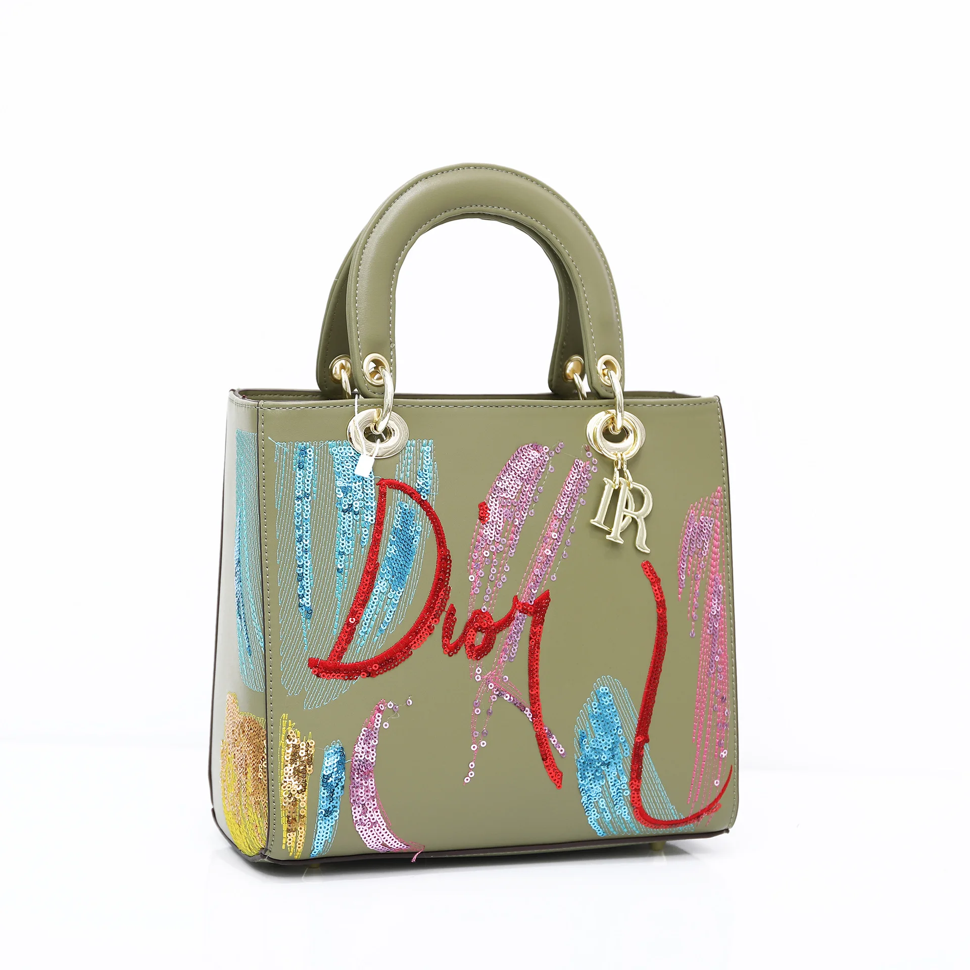 

2020 sequin embroidery PU bag portable diagonal bag Women Purses Handbags, White black sky blue pink tea green