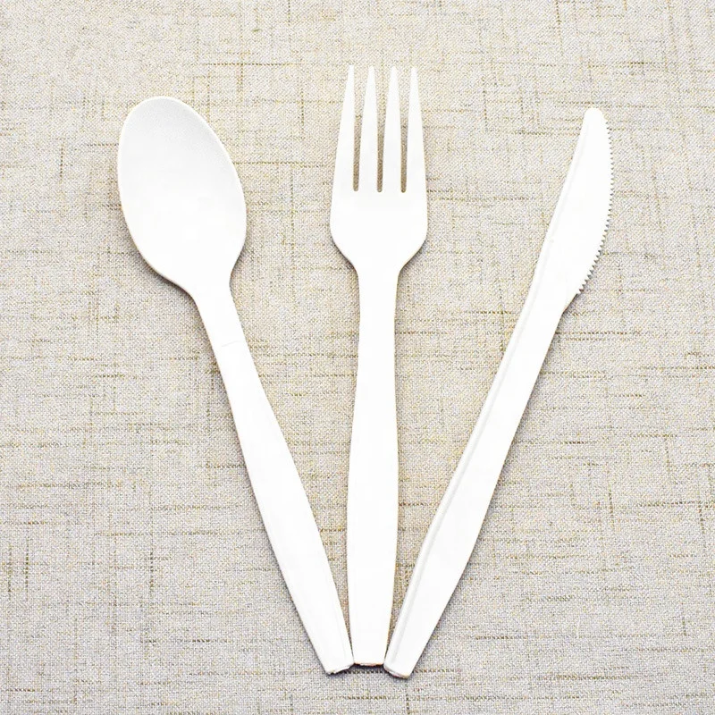 

Biodegradable Flatware 100% Compostable disposable cutlery utensil Pla Tableware, White/black /customized