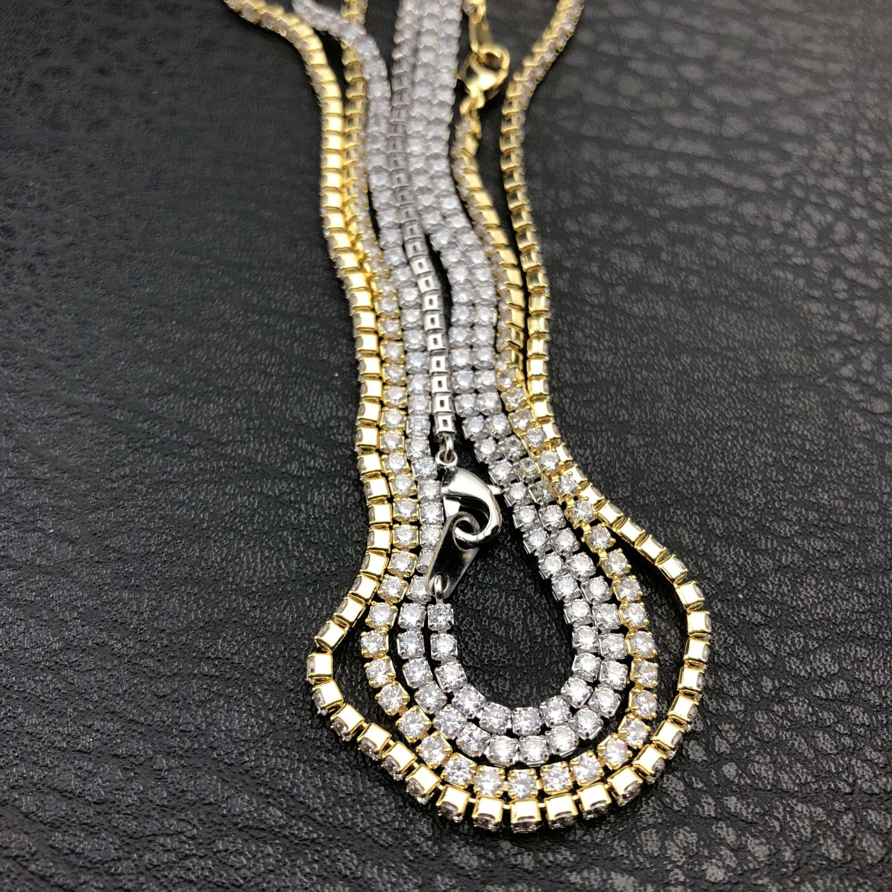 

Micro Tennis Necklace in Yellow Gold and white gold