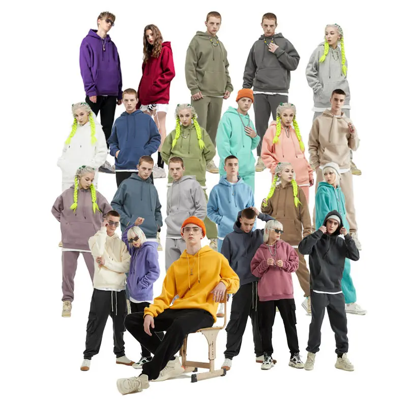 

Fashion Brand Hoodies Unisex Autumn Winter 330g Oversized Sweatshirts Top Solid Color Fleece Hoodie, Picture shows