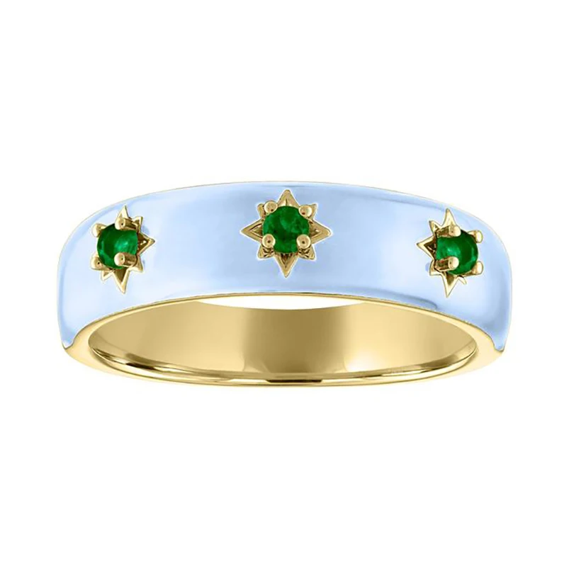 

Gemnel popular 925 sterling silver gold plated fashion jewelry enamel rainbow band starburst stone rings