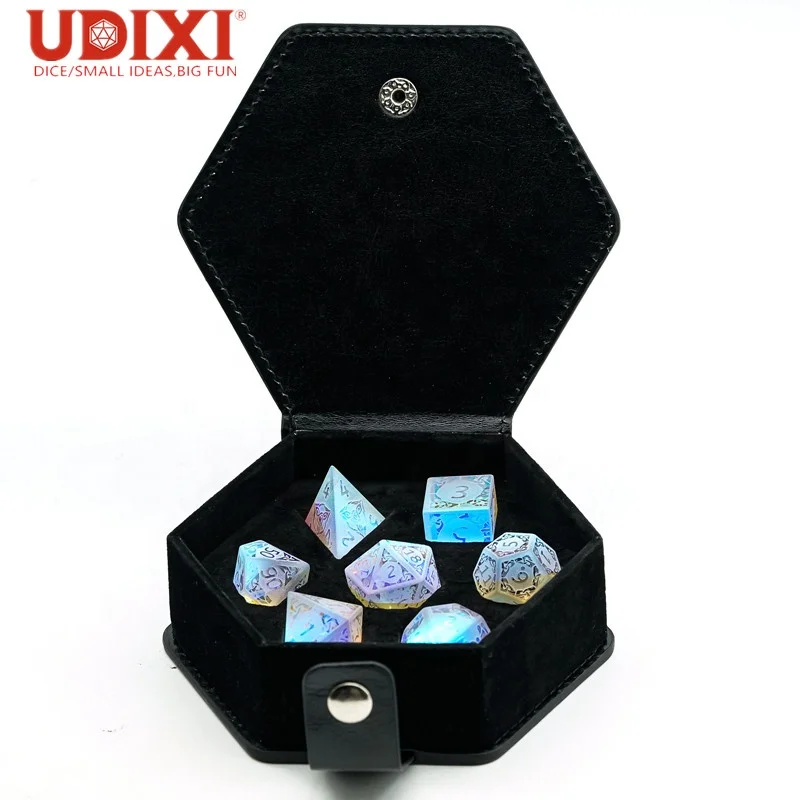 

Udixi Rainbow Crystal Precious Gemstone Dice Dungeons and Dragons Dice Set, Colorful