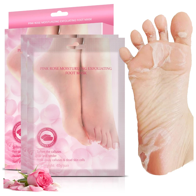 

Pink Rose Foot Peel Mask Private Label Nourishing Exfoliating Foot Mask Effective Natural Hydrating Peeling Footmask Sheet