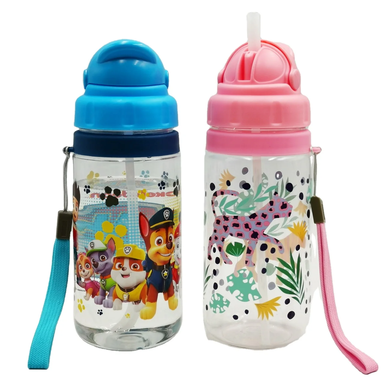 

500ml custom print kids back to school tritan water bottle silicone flip straw bottle, Customized color acceptable