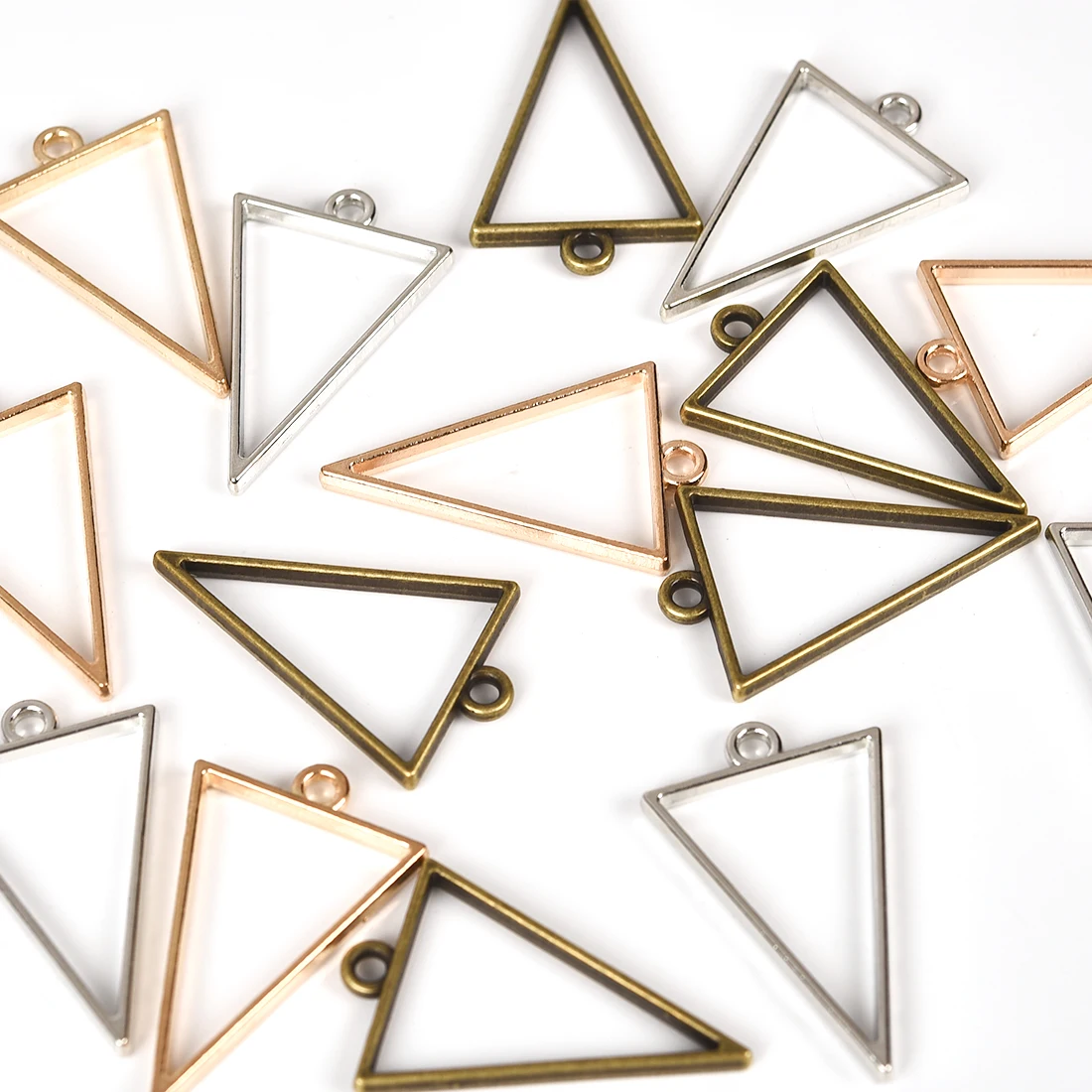 

Aibeads 3 Colors Open Bezel Blank Frame Triangle Hollow Pendants Setting Charm Bronze Diy Resin body Jewelry Making, Silver/gold/bronze
