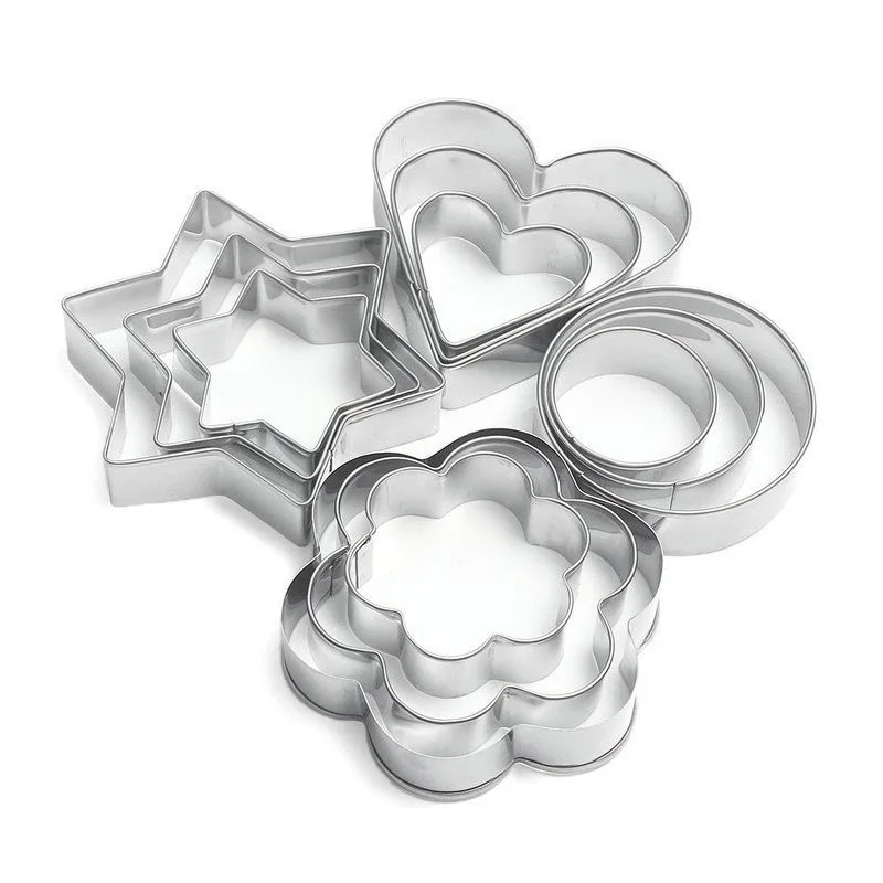 

Baking Tools Round Flower Star Heart Shape Cooking Tools Stainless Steel Cookie Cutter Set, Silver