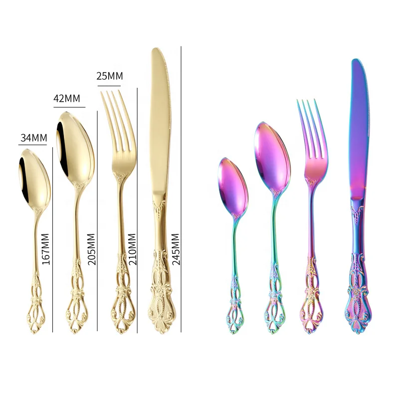 

Royal luxury cutlery set cutlery silverware flatware spoon and fork set flatware sets stainless steel gold fork and spoon