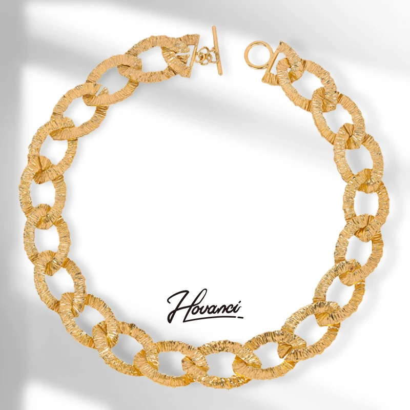 

HOVANCI gold plated herringbone chain basic icy cuban link necklace 8 tarnish free chunky cuban chain necklace