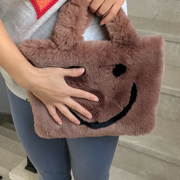 

Hot Sales Cute Smile Custom Lady Daily Life Plush New Fashion Women'S Hand Bag, As photo