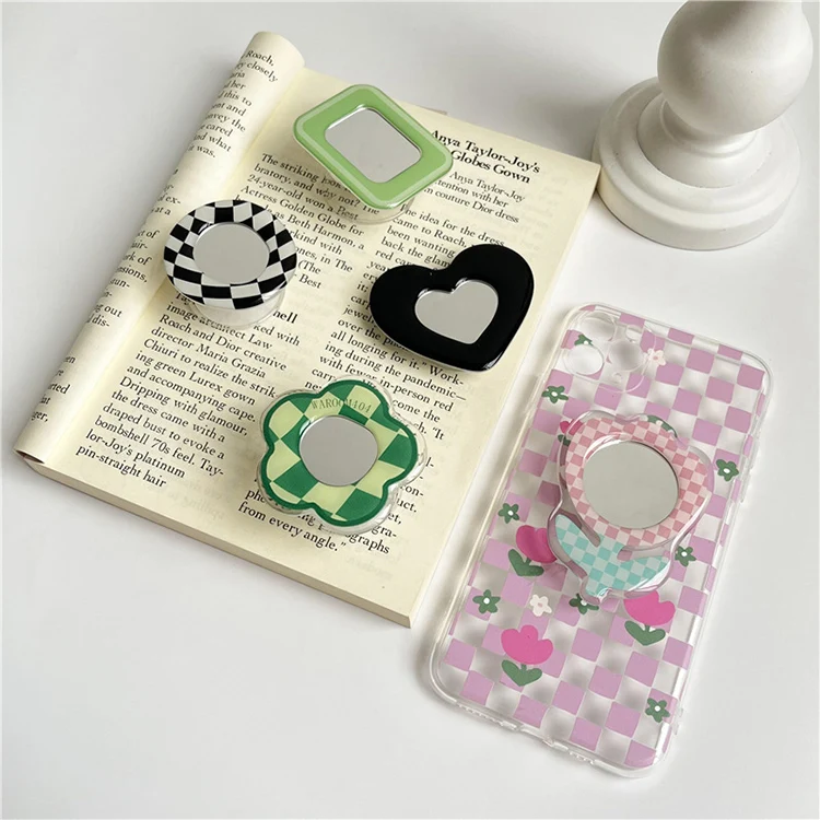 

Custom Acrylic Phone Socket Foldable Stand Griptok Make Up Mirror Phone Grip Holder