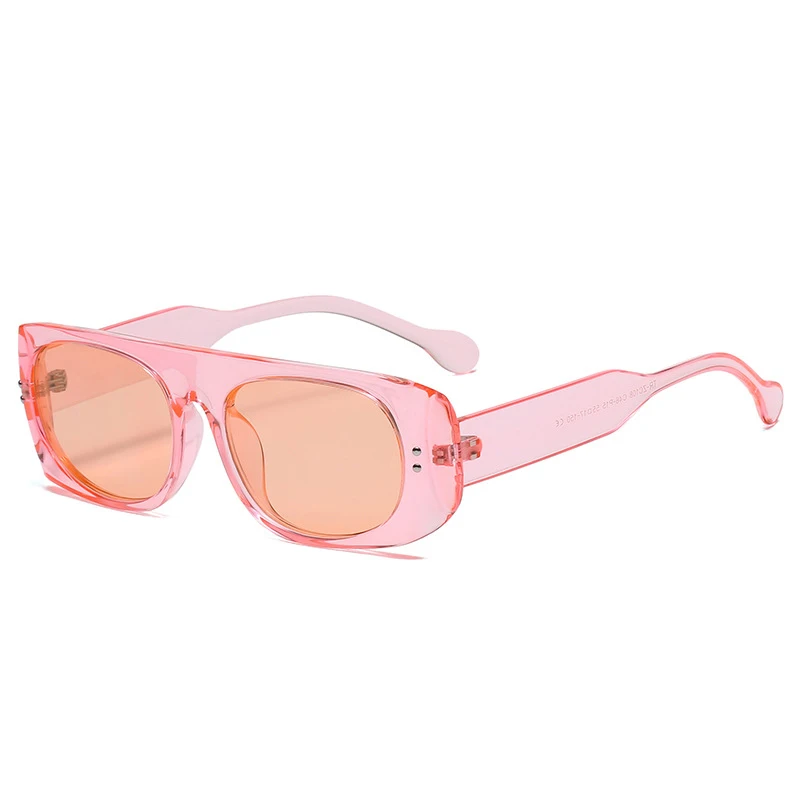 

Vintage Small Square One Piece Sunglasses For Women Unique Clear Frame Pink Gray Sun Glasses Men Hip Hop Eyewear Gradient Shades