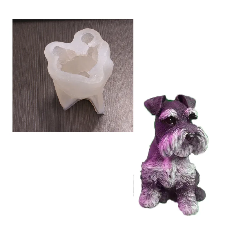 

1901 diy glue schnauzer dog mold aromatherapy candle mold plaster silicone mold, White