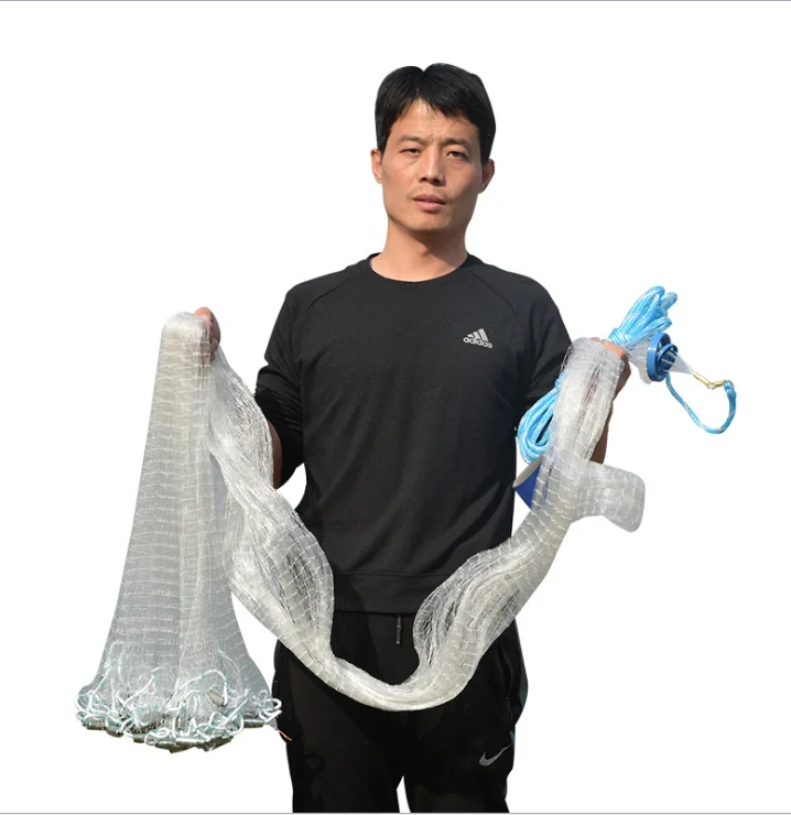 

Factory Direct Supply American Type Loopless Hand Throw Monofilament Line Cast Net for Fishing, White, orange