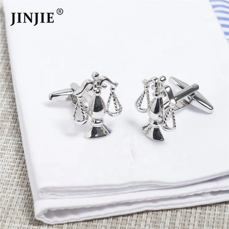 

Retail men accessory symbol libra scales of justice silver cuff links for shirt