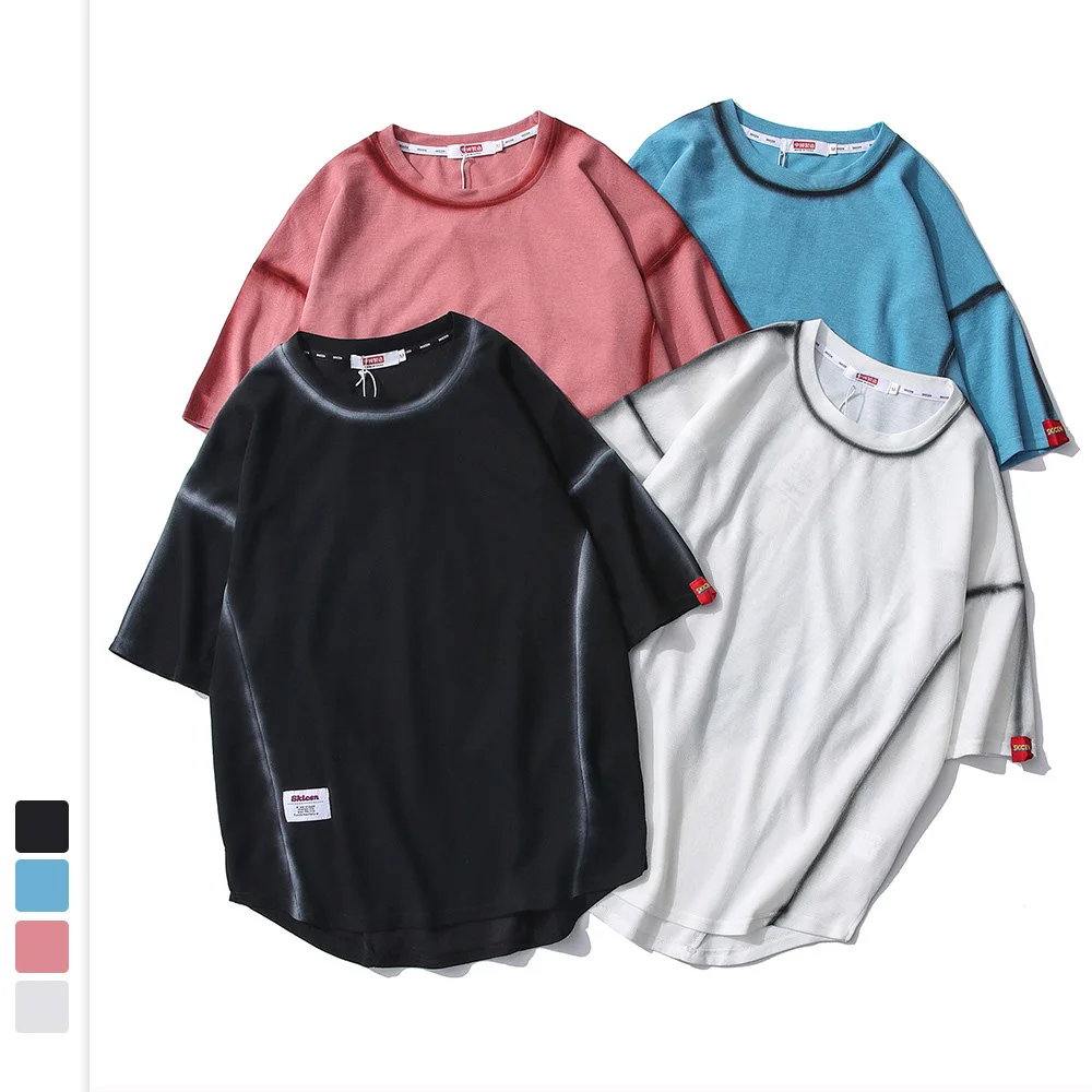 

Fashion Retro Plain Round Neck T-shirt Sport Men Short Sleeve T Shirt