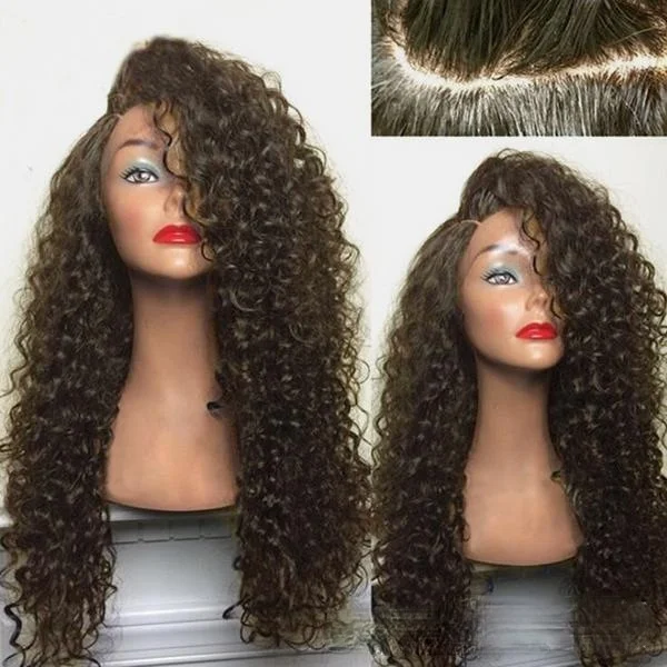 

Dropshipping Fashion Wig Afro Small Volume Mid-Length Female Head Cover Real Human Hair