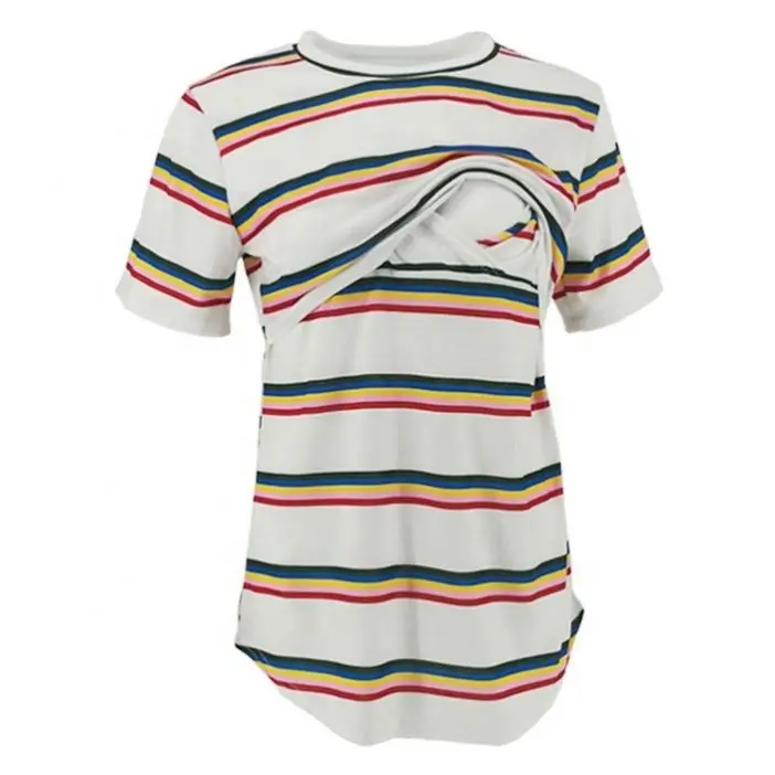 

Top Seller Mother Breastfeeding Top Clothes Pregnant Women Maternity Nursing Clothes Nursing Shirt Striped Tops, As pictures