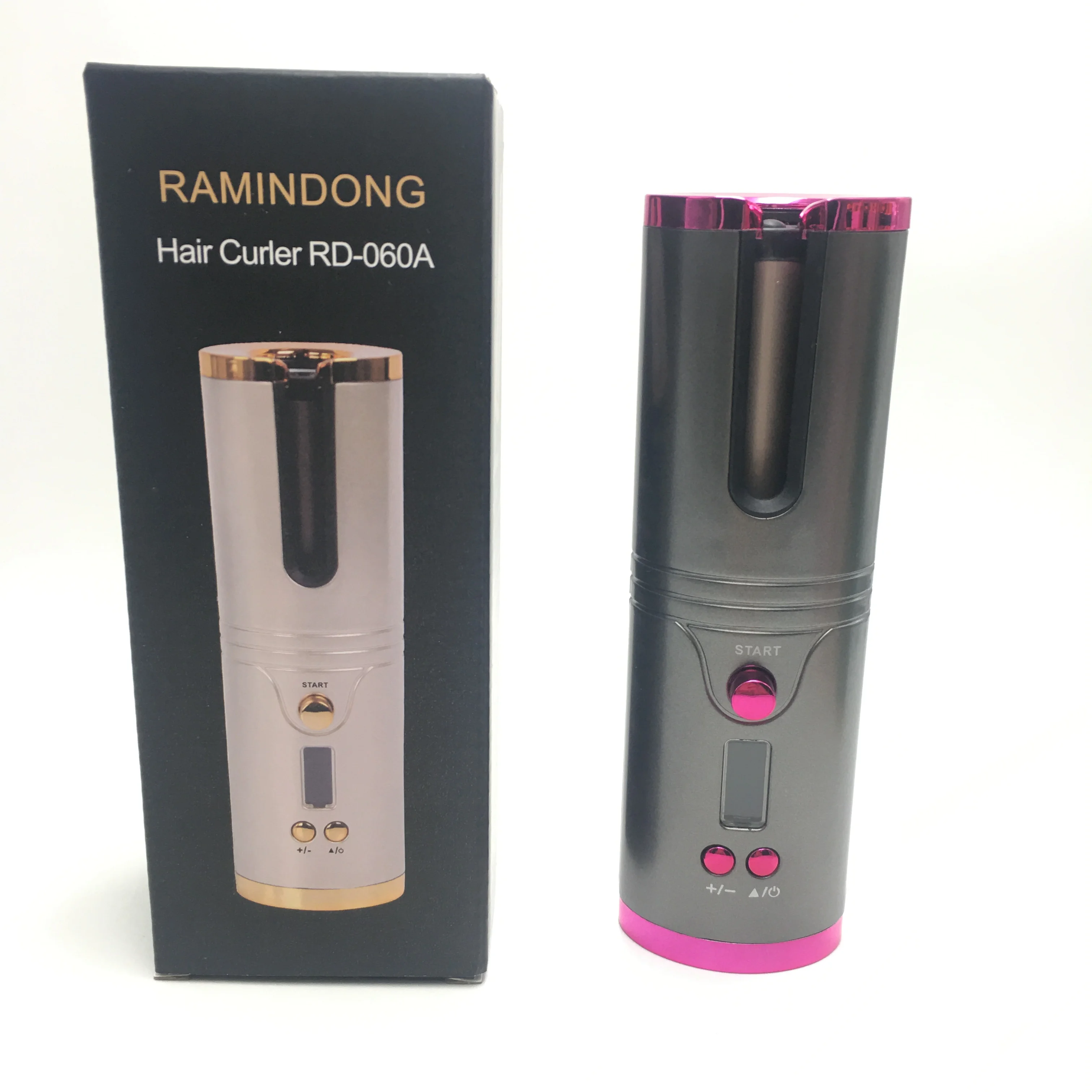 

Portable Cordless Magic Automatic Rotation USB Charge Flat Iron LCD Hair Curlers, Picture