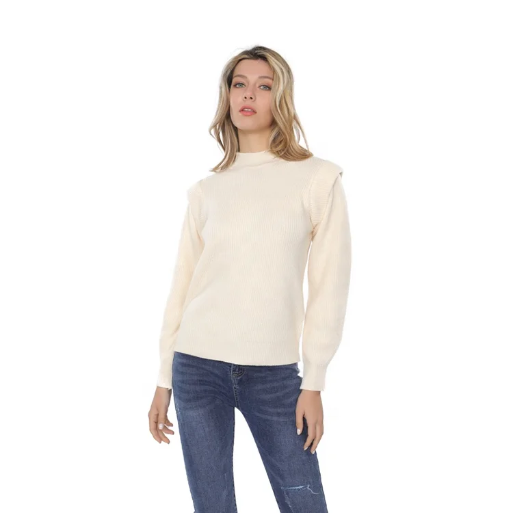 

Bulk custom round neck lazy knit sweater pullover turtleneck sweater women