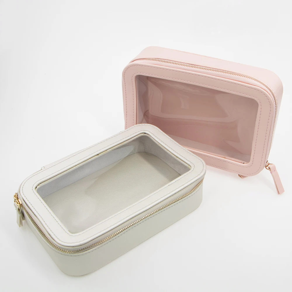 

pink PVC clear digital makeup bag leather cosmetic Bag custom logo