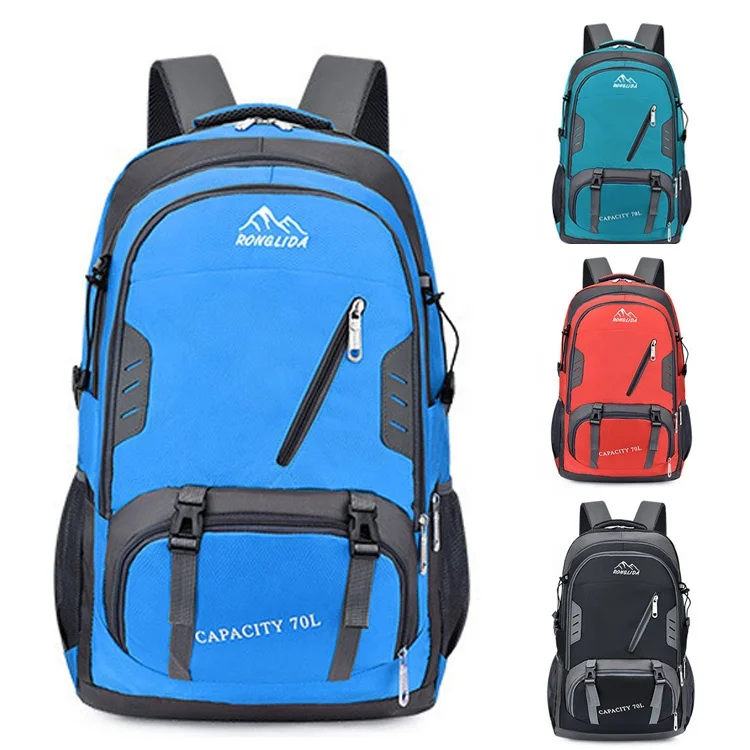 

Waterproof Camping Hiking Unisex Backpack With Logo Can Be Customized Hiking Large-Capacity Backpack, Red, green, blue, black ,dark blue