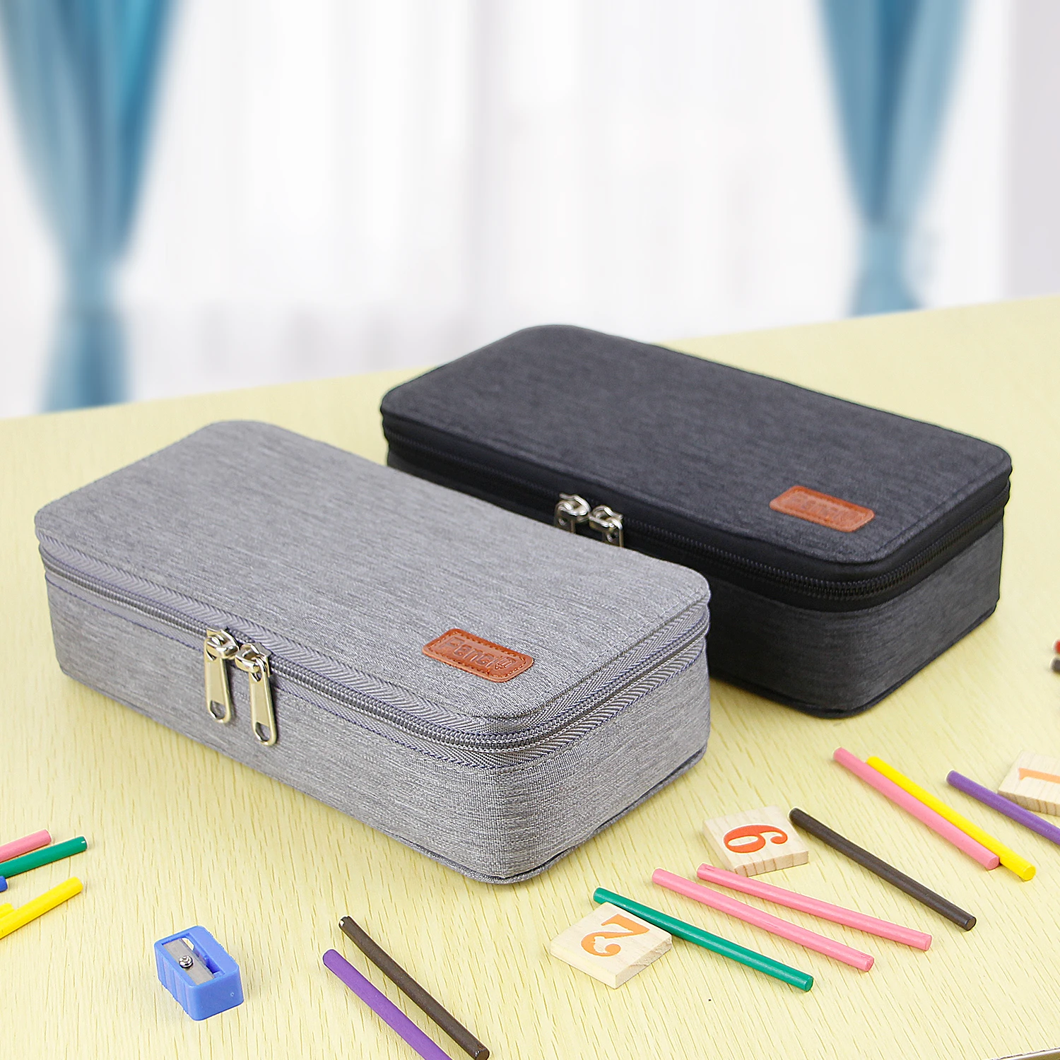 铅笔盒大容量存储牛津布袋袋持有人办公桌笔铅笔铅笔文具组织者铅笔袋
