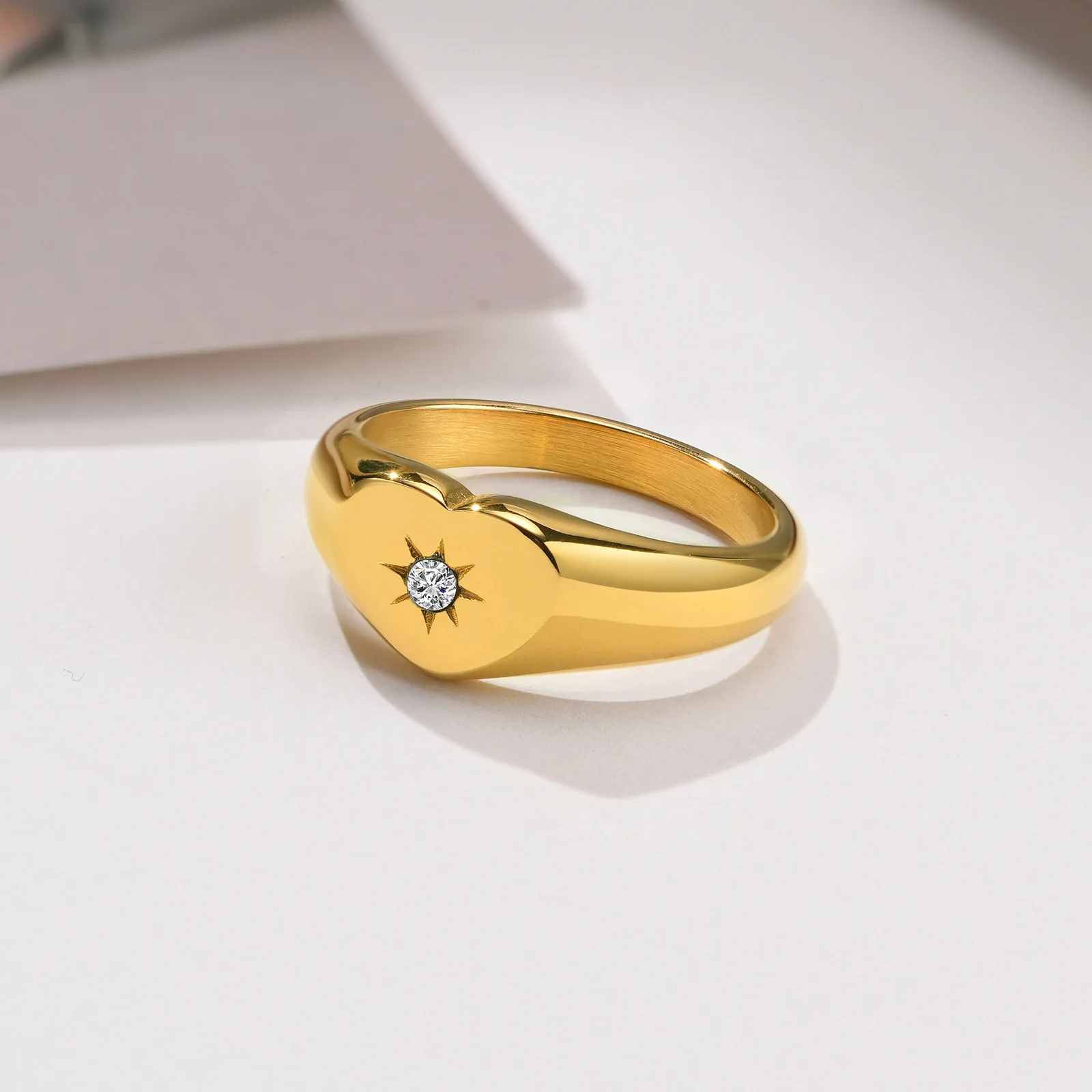 

Joolim High End PVD 18K Gold Plated Star Zirconia Heart Rings for Women Stainless Steel Ring