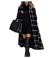 

2019 Factory Price New Arrival Woolen Overcoat For Women Wear Plaid Frosted Long Winter Coat