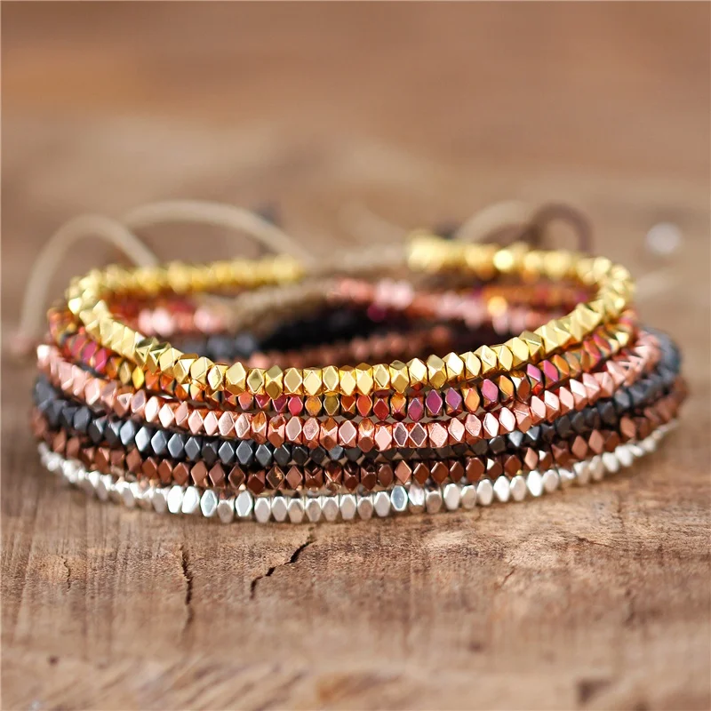 Simple New Fashionable Metal Beads Adjustable Beads Bracelet Minimalist Tibetan Beaded Bohemia Bracelets for Women Wholesale