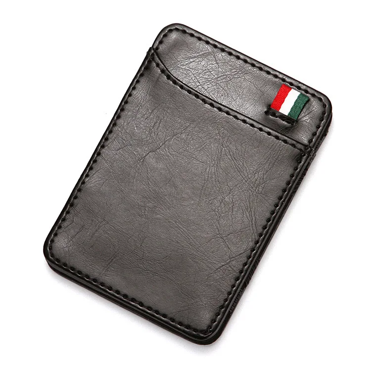 

Wholesale cheap rounded corners minimalist compact PU magic card holder wallet, 2 colors