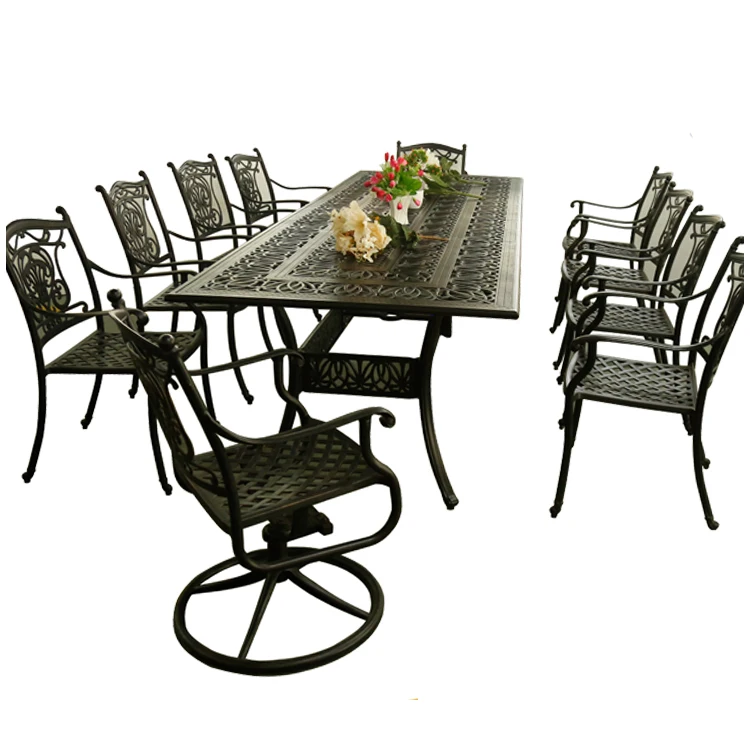 oval aluminium garden table