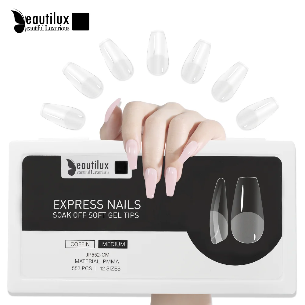 

Beautilux Express Nails 552pcs/box COFFIN-MEDIUM False Soak Off Gel Nail Tips Nail Art Products Finger Over 4 Weeks 3 Years PMMA