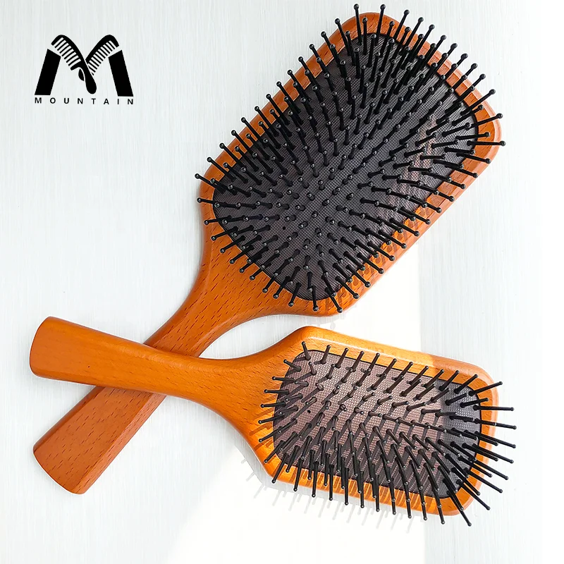 

Amazon Hot 2PCS Private Label Wood Massage Cushion Paddle Hair Brush