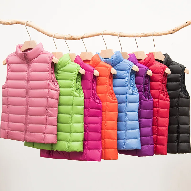 

2021 New Women 90% White Ducks Down Vest Women's Ducks Down Vest Jackets Autumn Winter High collar Sleeveless Coat