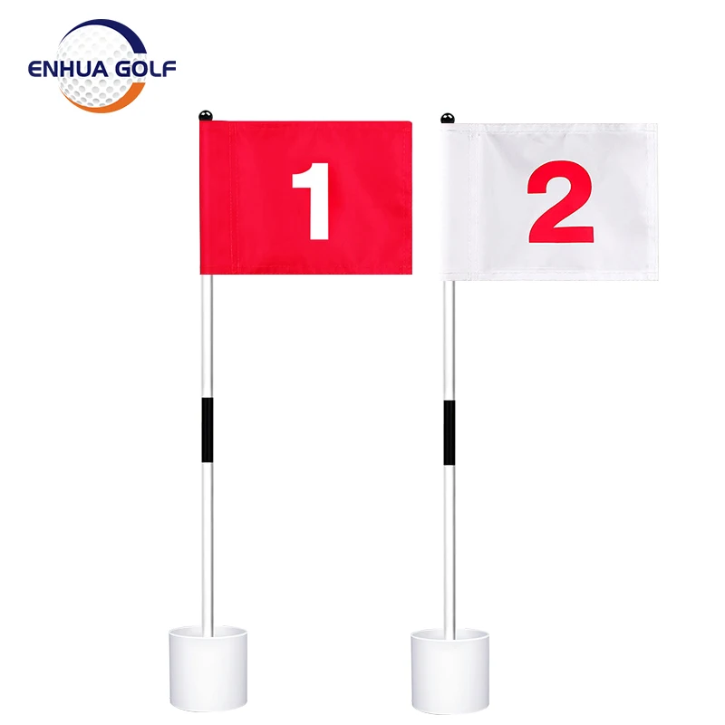 

Custom Putting Green Golf flag pole Premium Garden Canvas Handheld Flag and Putting Cup set, White/red/customized