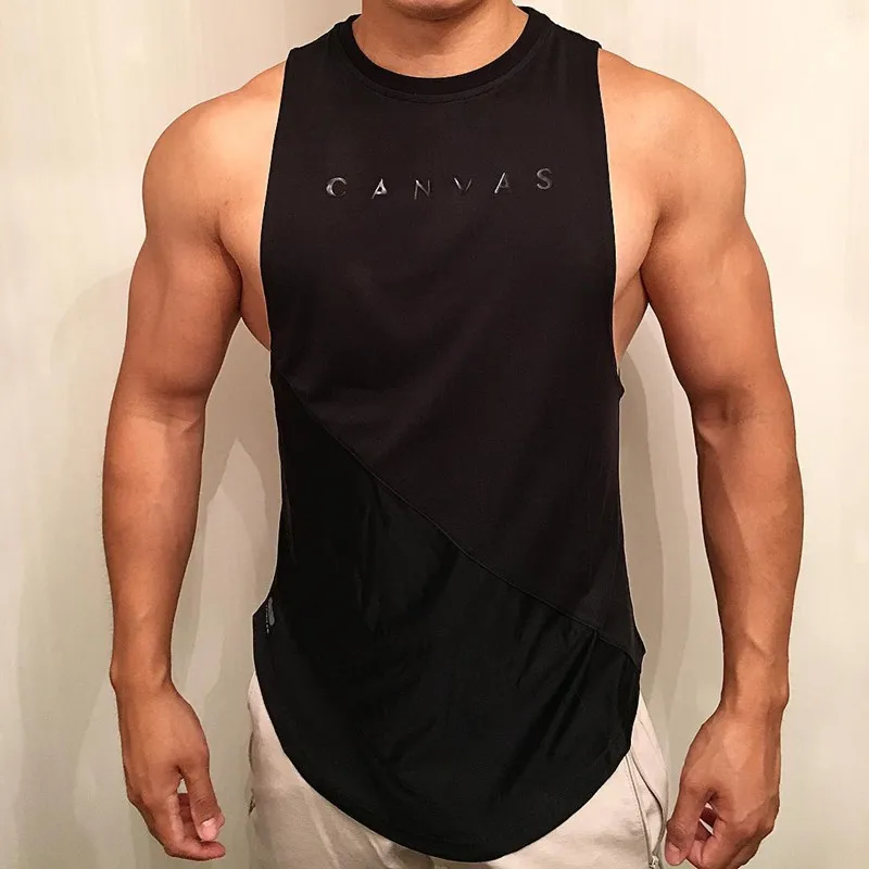 

Muscle Aesthetic Sports Vest Men's Tight Quick Dry Running Training Sleeveless Stretch Splice Fitness Vest