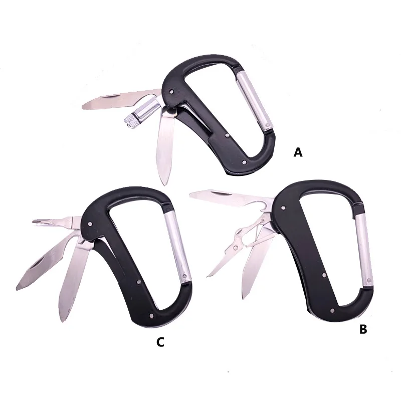 

EDC Multifunction Camp Hanger Outdoor Buckle Mini Scissors Nail File Knife Combination Travel Metal Hook Carabiner Multi Tool, Colors