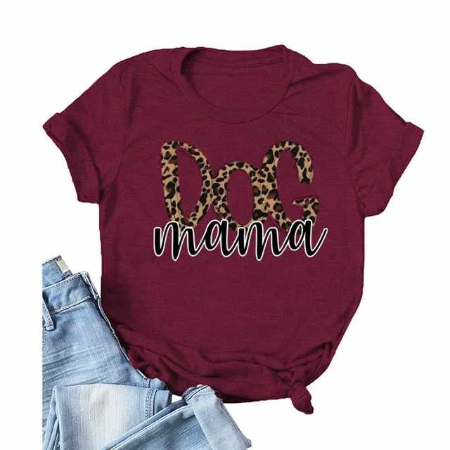 

2021 Summer Leopard Print Letter Printing Simple Casual Short-sleeved T-shirt Wholesale, Picture color