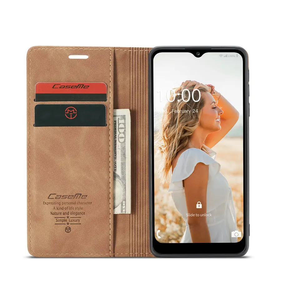 

CaseMe A02s Wallet Leather Case for Samsung Galaxy A02s, Black brown red blue coffee