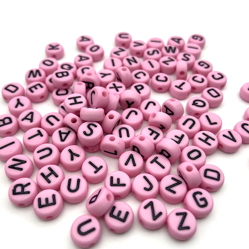 

4*7mm Plastic Letter Beads Pink Black Flat Round Acrylic Alphabet Beads For Jewelry Making Children's Educational Toys