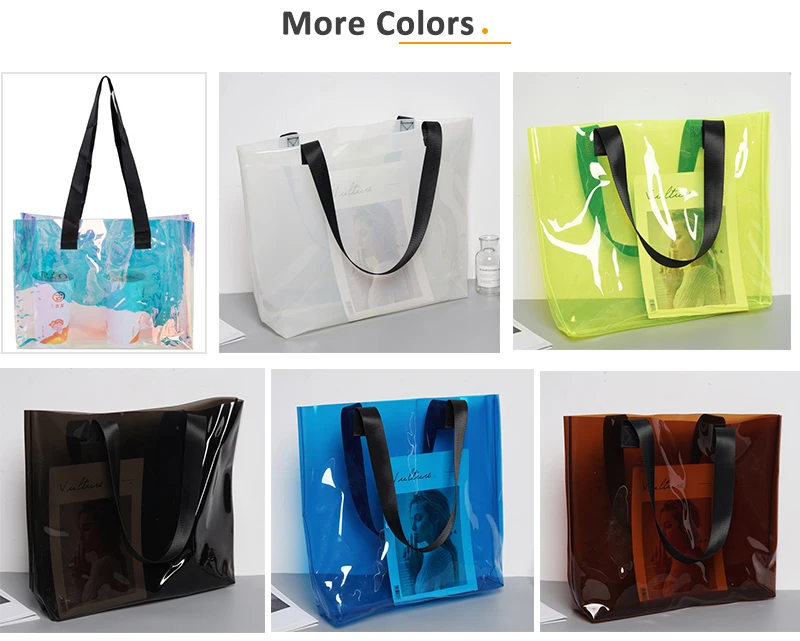 Source Printed Waterproof Transparent Pvc Tote Bag Clear Jelly Shopping Bag  on m.