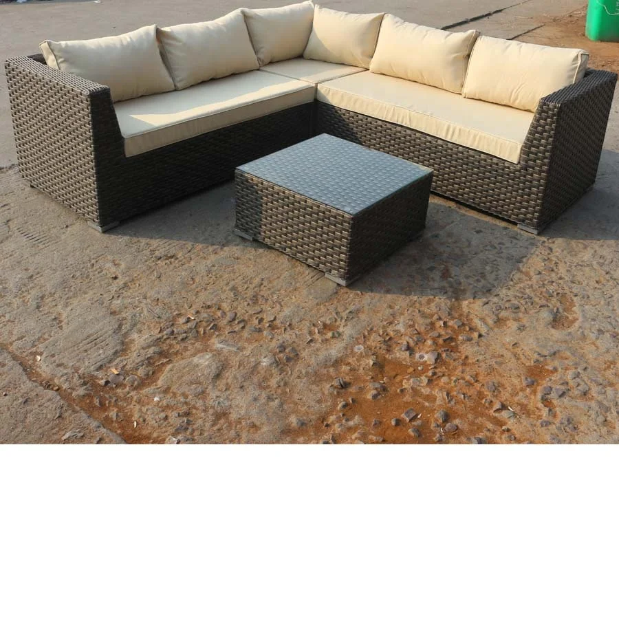 
Modern Design Outdoor Furniture Garden Wicker Corner Sofa Set Quality Rattan Garden Furniture 4-Piece Sectional Set 